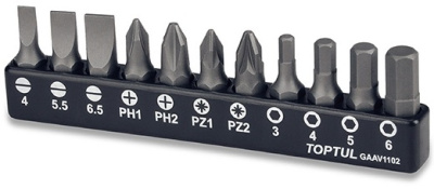 Набор бит 1/4" 11 предметов TOPTUL GAAV1102 Набор бит 1/4" 11 предметов TOPTUL GAAV1102