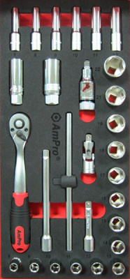 T45327 Набор головок и аксессуаров 3/8", 28пр. в мягком ложементе T45327 Набор головок и аксессуаров 3/8", 28пр. в мягком ложементе