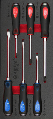 T32182 Набор отверток ударных крест и шлиц 6пр., в мягком ложементе T32182 Набор отверток ударных крест и шлиц 6пр., в мягком ложементе