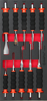 T29639 Набор выколоток и зубил с защитными рукоятками 10пр., в мягком ложементе T29639 Набор выколоток и зубил с защитными рукоятками 10пр., в мягком ложементе