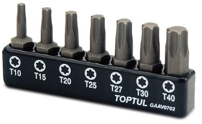 Набор бит 1/4" TORX T10-T40 7 предметов TOPTUL  GAAV0702 Набор бит 1/4" TORX T10-T40 7 предметов TOPTUL  GAAV0702