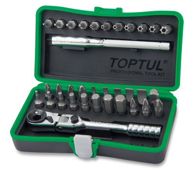 Набор бит с трещоткой мини 1/4" 34 предмета TOPTUL GADW3401 Набор бит с трещоткой мини 1/4" 34 предмета TOPTUL GADW3401