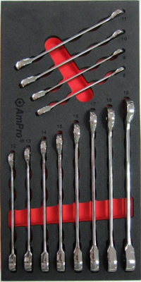 T41478 Набор комбинированных трещоточных ключей 12пр.(8-19мм) в мягком ложементе T41478 Набор комбинированных трещоточных ключей 12пр.(8-19мм) в мягком ложементе