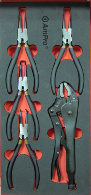 T28944 Набор съемников стопорных колец и плоскогубцы, 5пр. в мягком ложементе T28944 Набор съемников стопорных колец и плоскогубцы, 5пр. в мягком ложементе