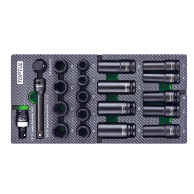 Набор ударных головок 1/2" 13-24 мм, 21 предмет в мягком ложементе TOPTUL Набор ударных головок 1/2" 13-24 мм, 21 предмет в мягком ложементе TOPTUL