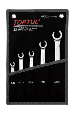 Набор ключей разрезных 8-24 мм, 5 предметов на полотне TOPTUL Набор ключей разрезных 8-24 мм, 5 предметов на полотне TOPTUL
