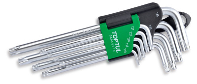 Набор Г-образных ключей TORX T10-T50 с отверстием, длинные, 9 пр. TOPTUL GAAL0919 Набор Г-образных ключей TORX T10-T50 с отверстием, длинные, 9 пр. TOPTUL GAAL0919