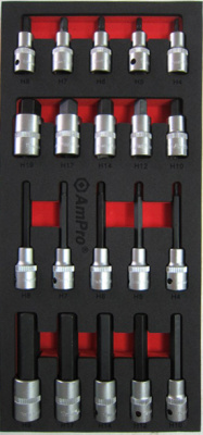 T33217 Набор головок 1/2" с шестигранником, 20 предметов в мягком ложементе T33217 Набор головок 1/2" с шестигранником, 20 предметов в мягком ложементе