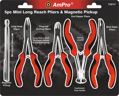 T28741 Набор губцевого инструмента (мини) для электрика, 5 предметов T28741 Набор губцевого инструмента (мини) для электрика, 5 предметов