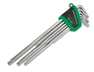 Набор Г-образных ключей TORX T10-T50 экстрадлинные с отверстием, 9 пр. TOPTUL GSN-09ET Набор Г-образных ключей TORX T10-T50 экстрадлинные с отверстием, 9 пр. TOPTUL GSN-09ET